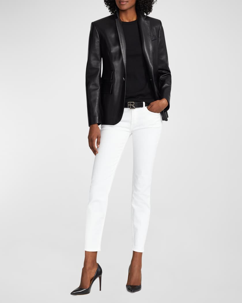 Ralph lauren leather blazer women sale