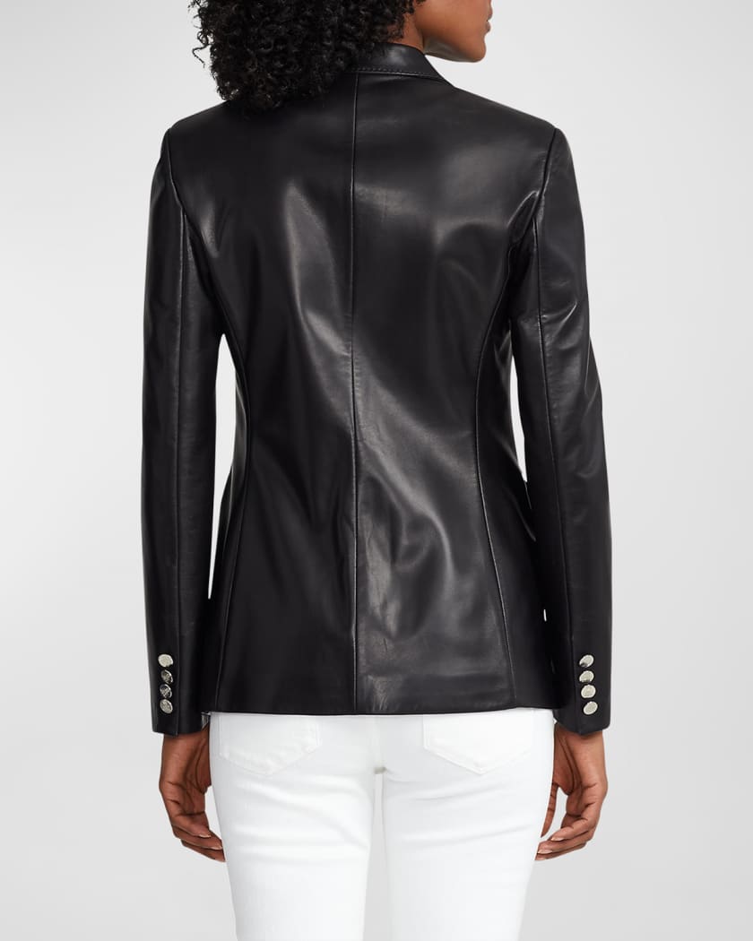 Parker Leather Single Breasted Blazer Jacket