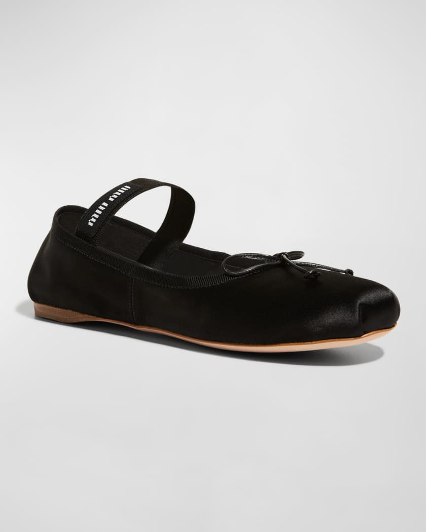 Satin Bow Ballerina Flats
