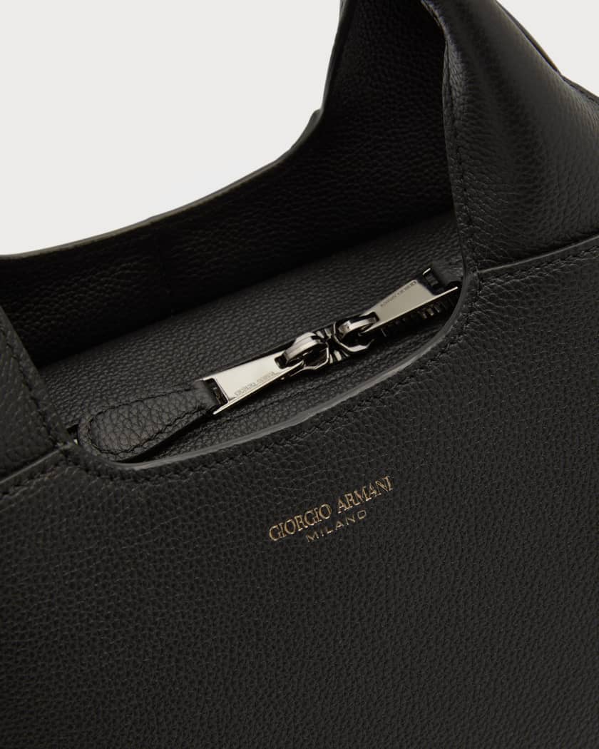 Giorgio Armani Logo Print Crossbody Bag In Grained Leather in