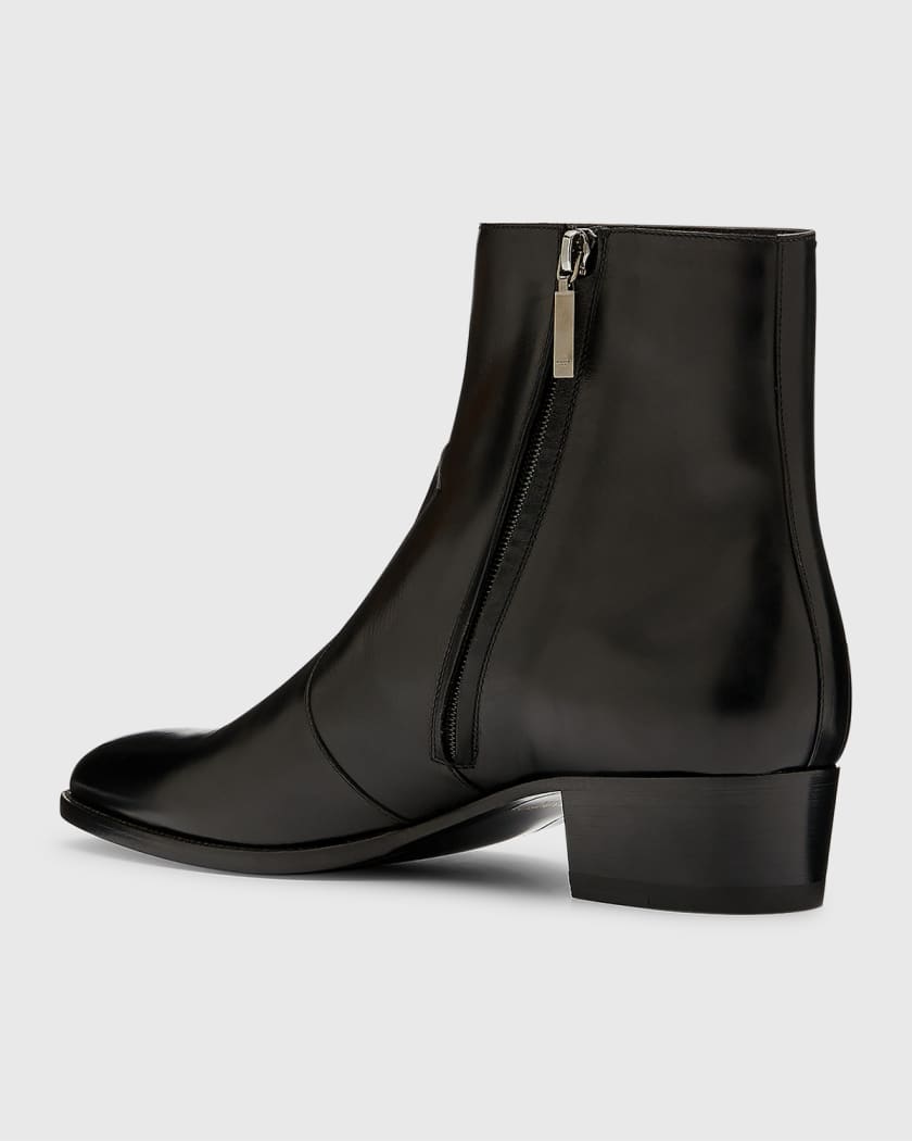 Saint Laurent Men's Wyatt 40 Leather Zip Ankle Boots | Neiman Marcus