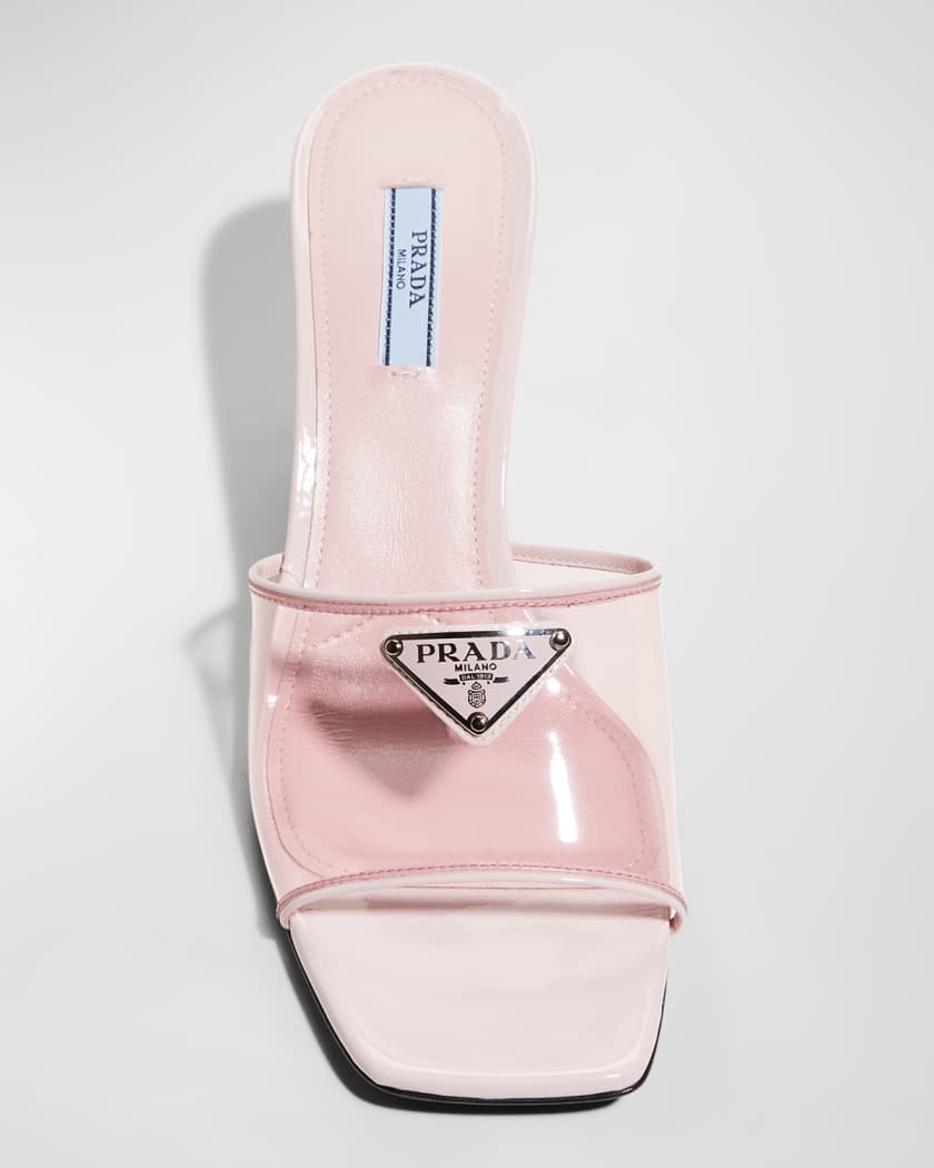 Prada Plexi Patent Kitten-Heel Mule Sandals | Neiman Marcus