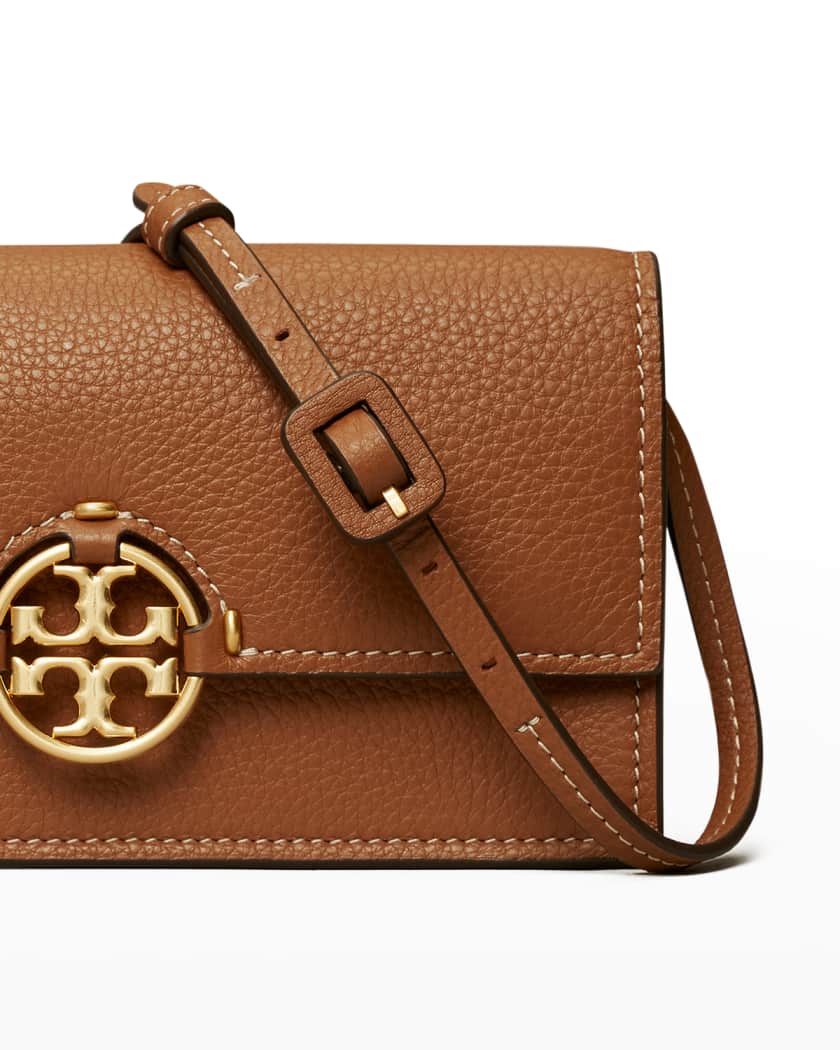 TORY BURCH: Miller bag in grained leather with logo - Black
