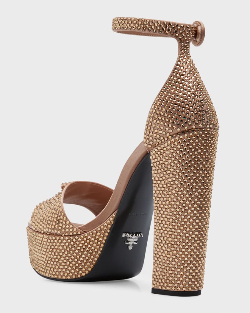 Prada Crystal Ankle Strap Platform Sandals Neiman Marcus