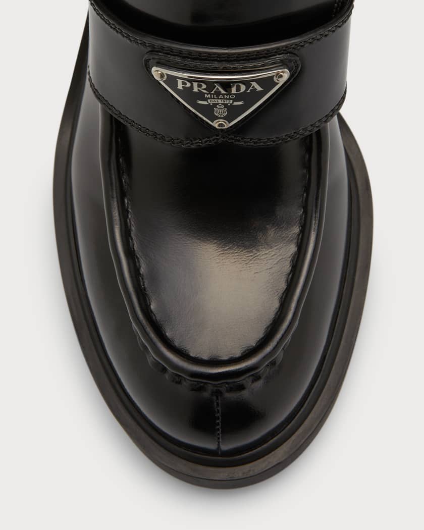 Prada Patent-leather High-heeled Loafers Nero / 8