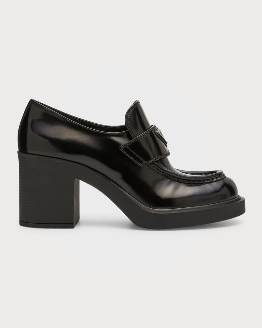 Prada Chocolate Flow Heeled Loafers