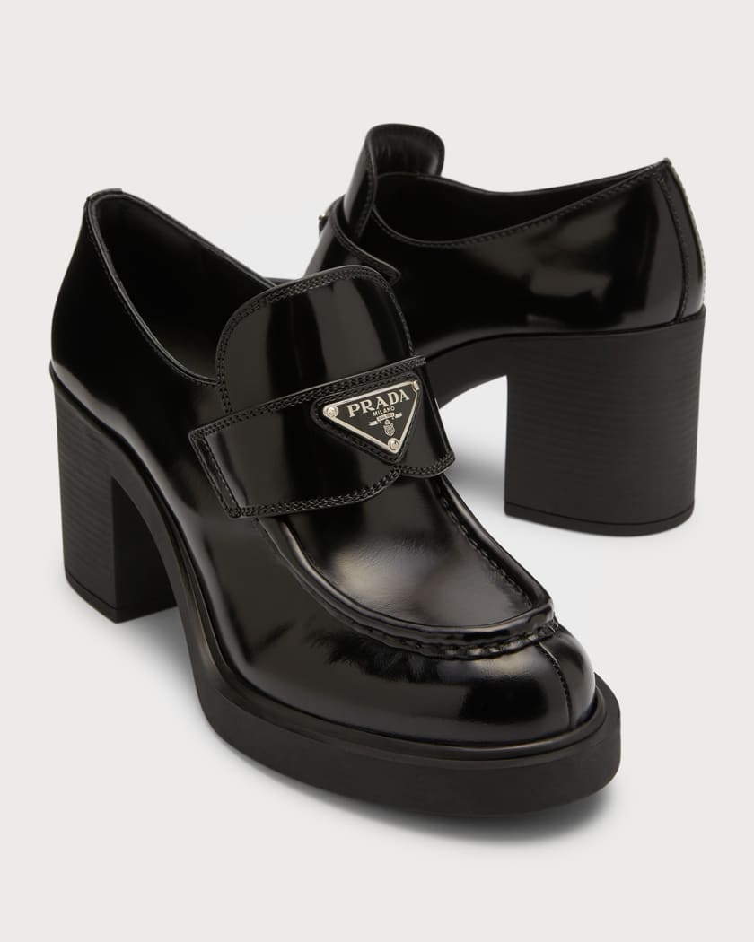 Han Skole lærer diagram Prada Chocolate Flow Heeled Loafers | Neiman Marcus