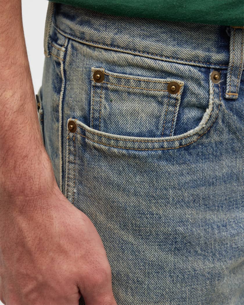 Saint Laurent Men's Distressed Relaxed-Fit Jeans | Neiman Marcus
