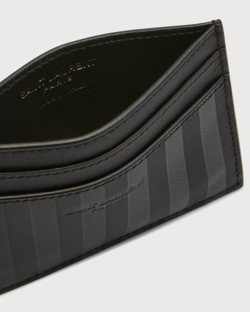 Saint Laurent Men's Tonal Embossed Leather Card Case