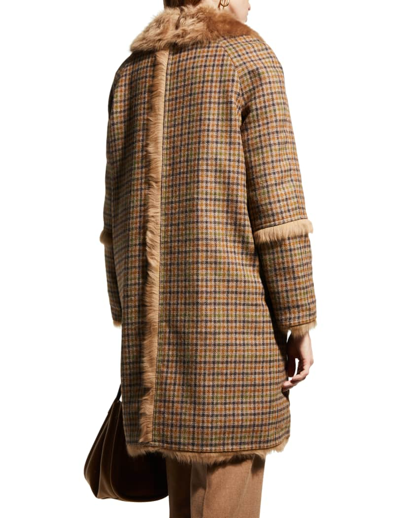 即完売品 新品 Eaphi ノーカラーウールチェックコート wool coat 【美