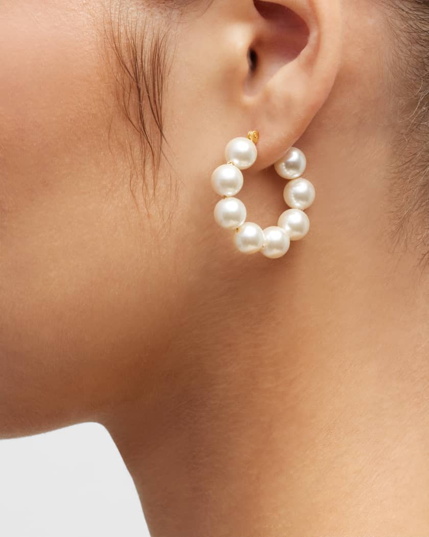 Tory Burch Kira Pearly Hoop Earrings Neiman Marcus