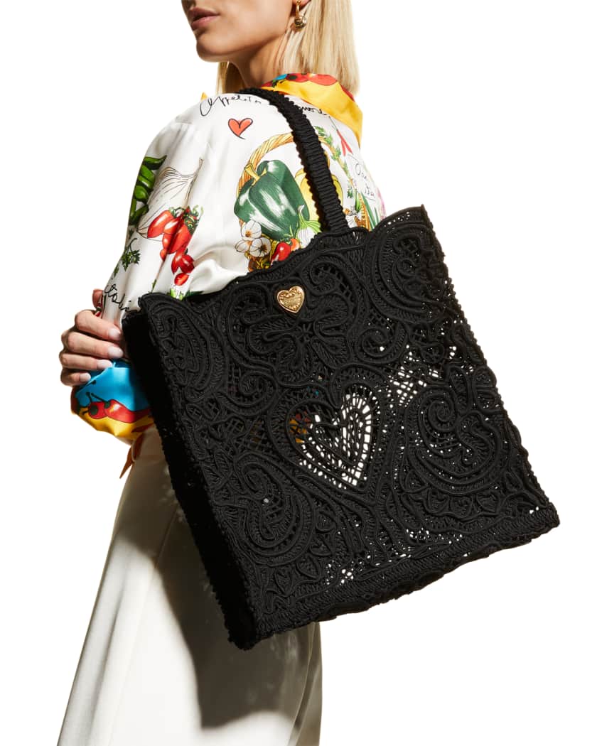 Dolce & Gabbana My Heart Crochet Bag in Black
