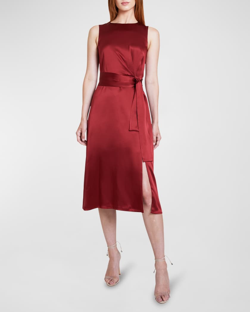 Santorelli Dorothy Sleeveless Charmeuse Midi Dress | Neiman Marcus