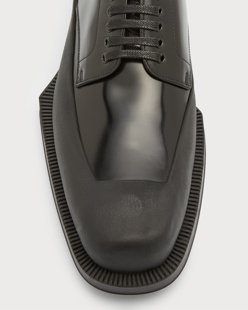 Prada Men's Brushed Leather Derby Shoes | Neiman Marcus
