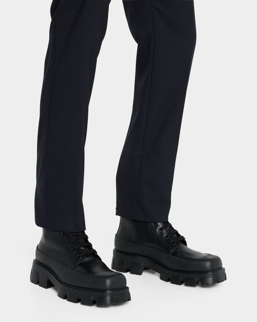 Monarch Verscheidenheid Verwachting Prada Men's Lug-Sole Leather Combat Boots | Neiman Marcus