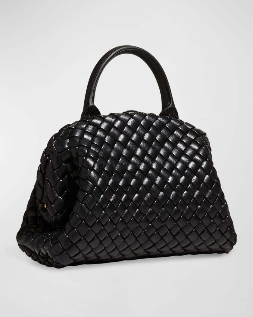 Bottega Veneta Black Point Small Leather Top Handle Bag