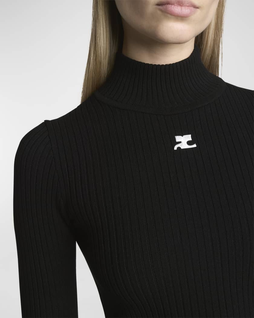Turtleneck Long-Sleeve Rib Sweater | Neiman Marcus