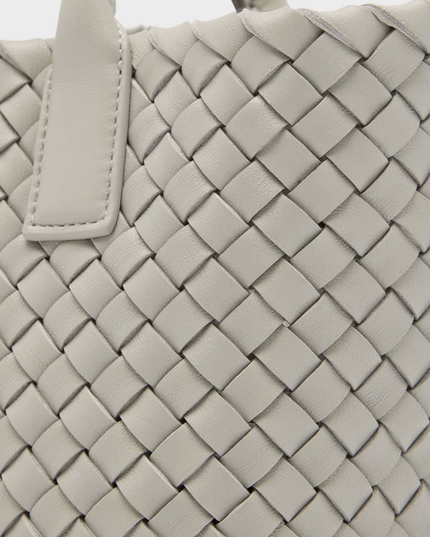 Bottega Veneta Cabat Mini Intrecciato Leather Tote Bag White