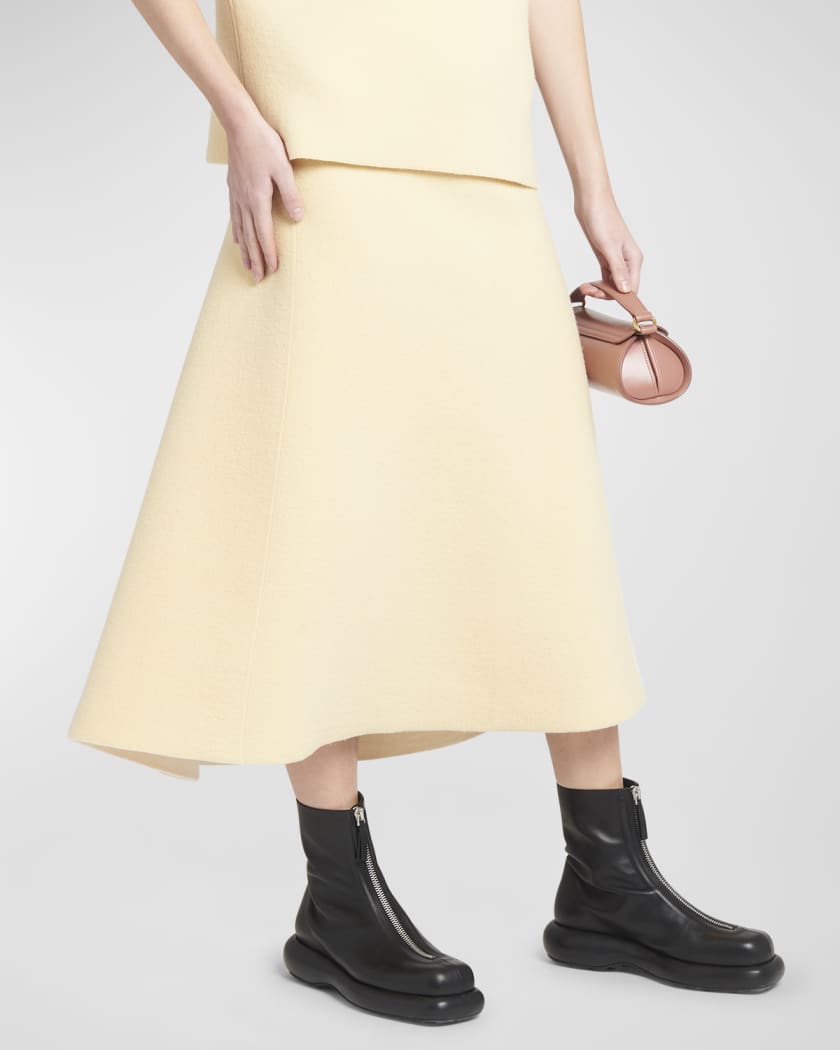 Jil Sander Asymmetric Reversible Wool Midi Skirt | Neiman Marcus