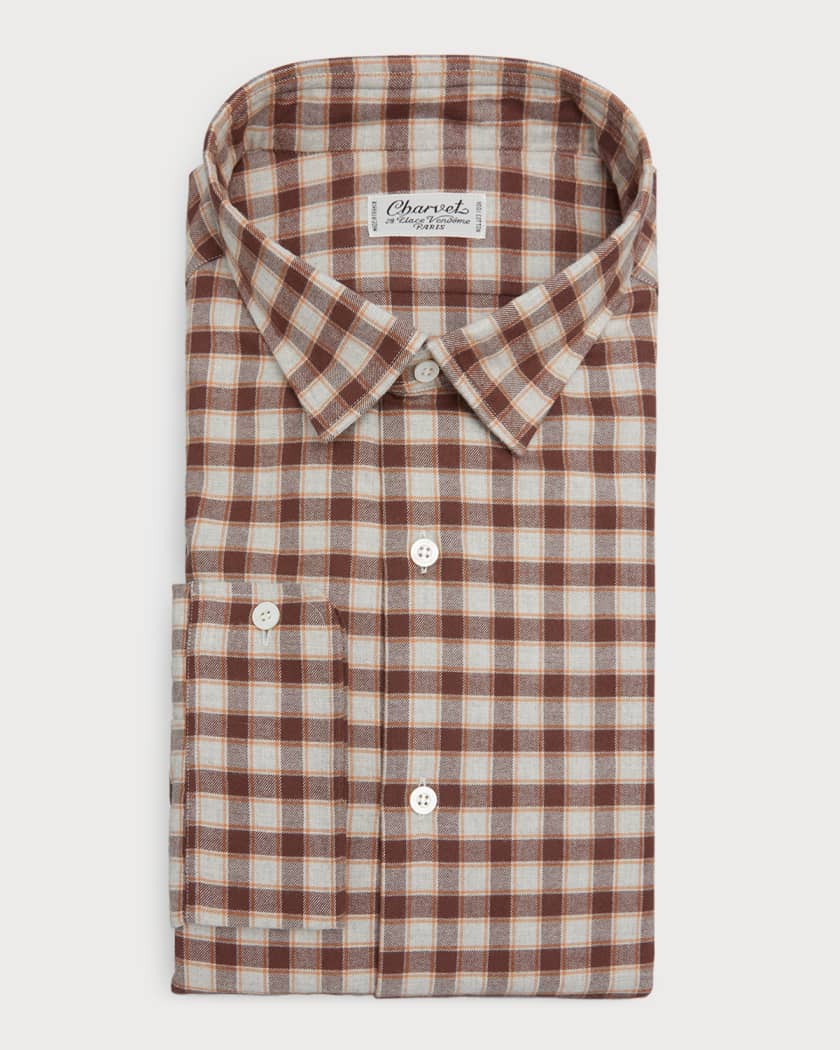 Men's Cotton Plaid Dress Shirt