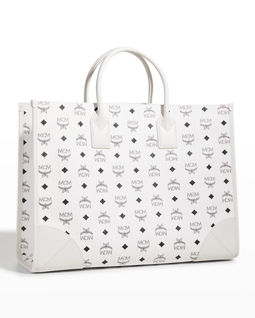 Mcm Munchen XL Monogram Tote Bag White