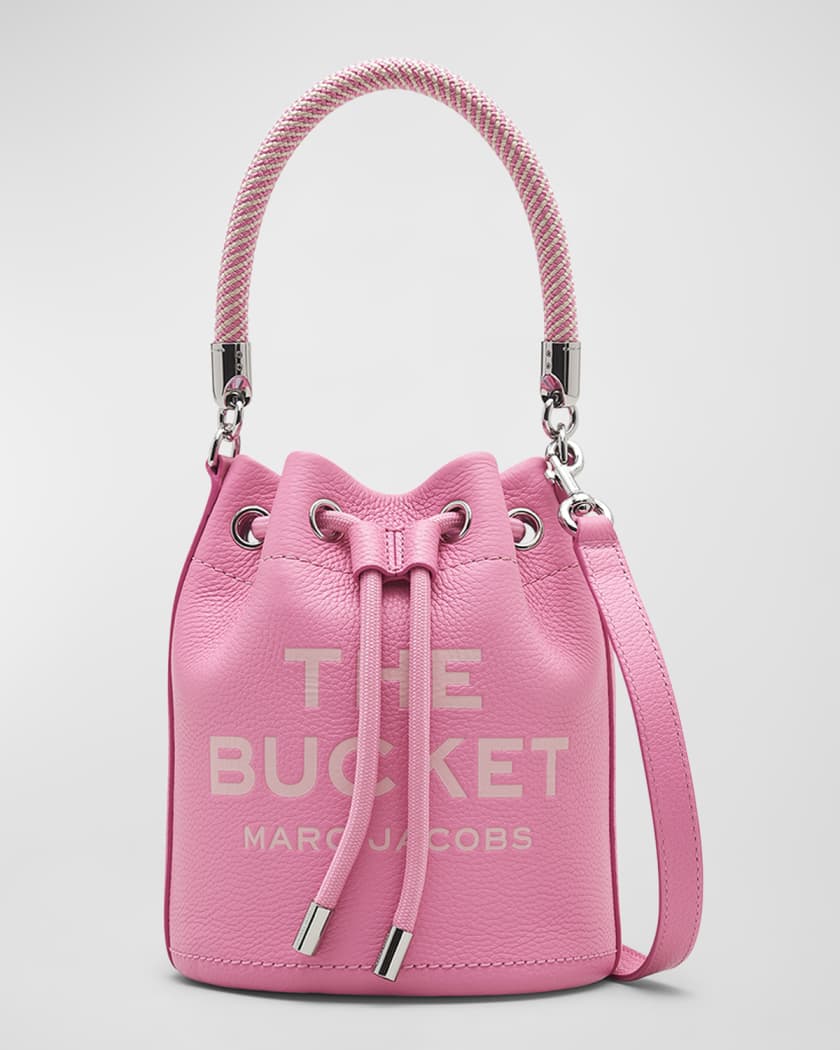 Pink leather shop bucket bag