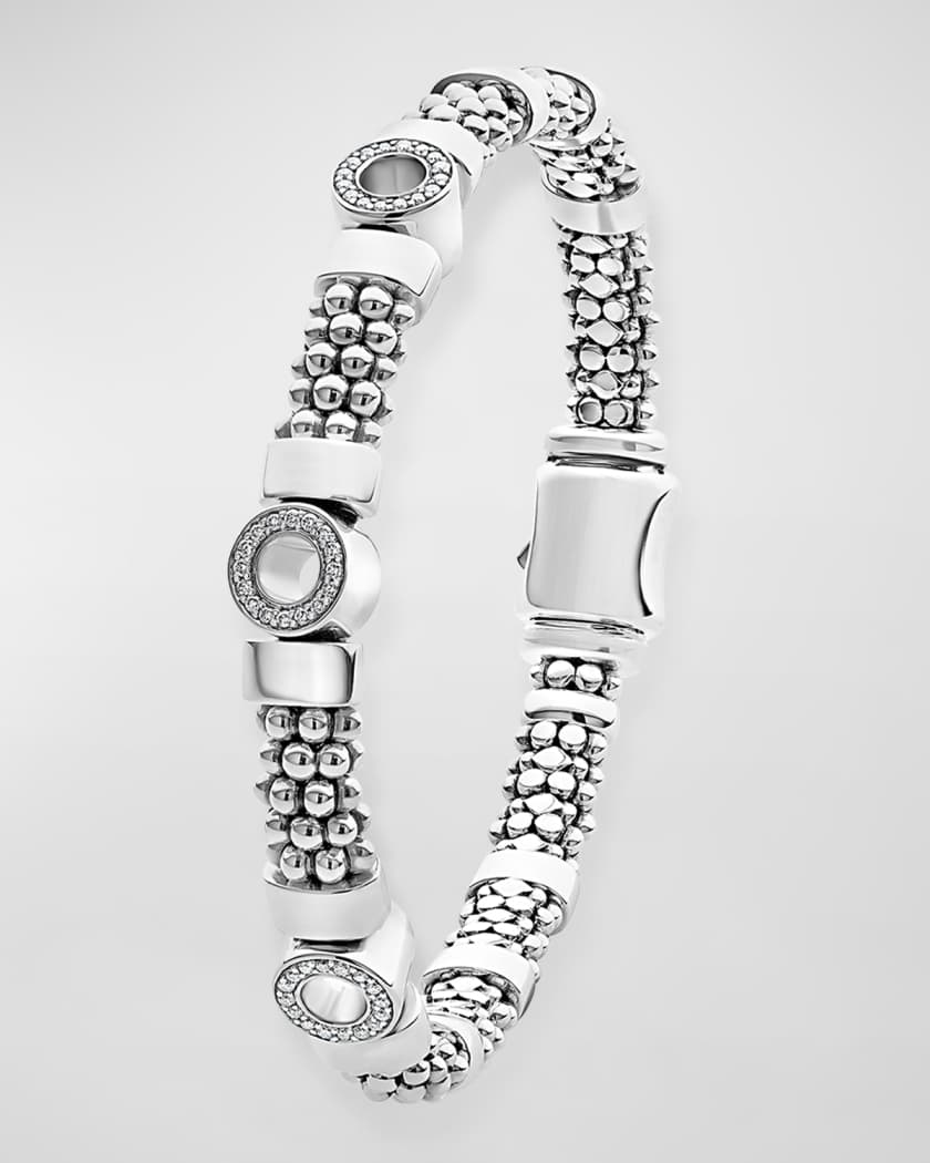 LAGOS Caviar Spark Diamond 3 Station Bracelet 7mm Neiman Marcus