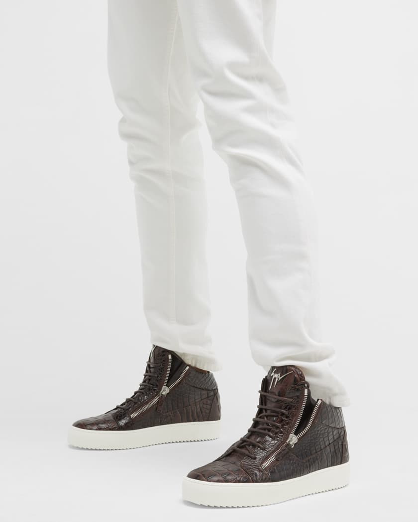 Pogo stick spring Stratford på Avon facet Giuseppe Zanotti Men's Croc-Embossed Leather High-Top Sneakers | Neiman  Marcus