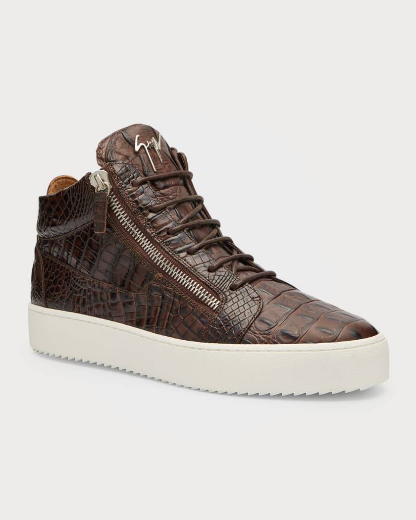 Zanotti Men's Croc-Embossed Sneakers | Marcus