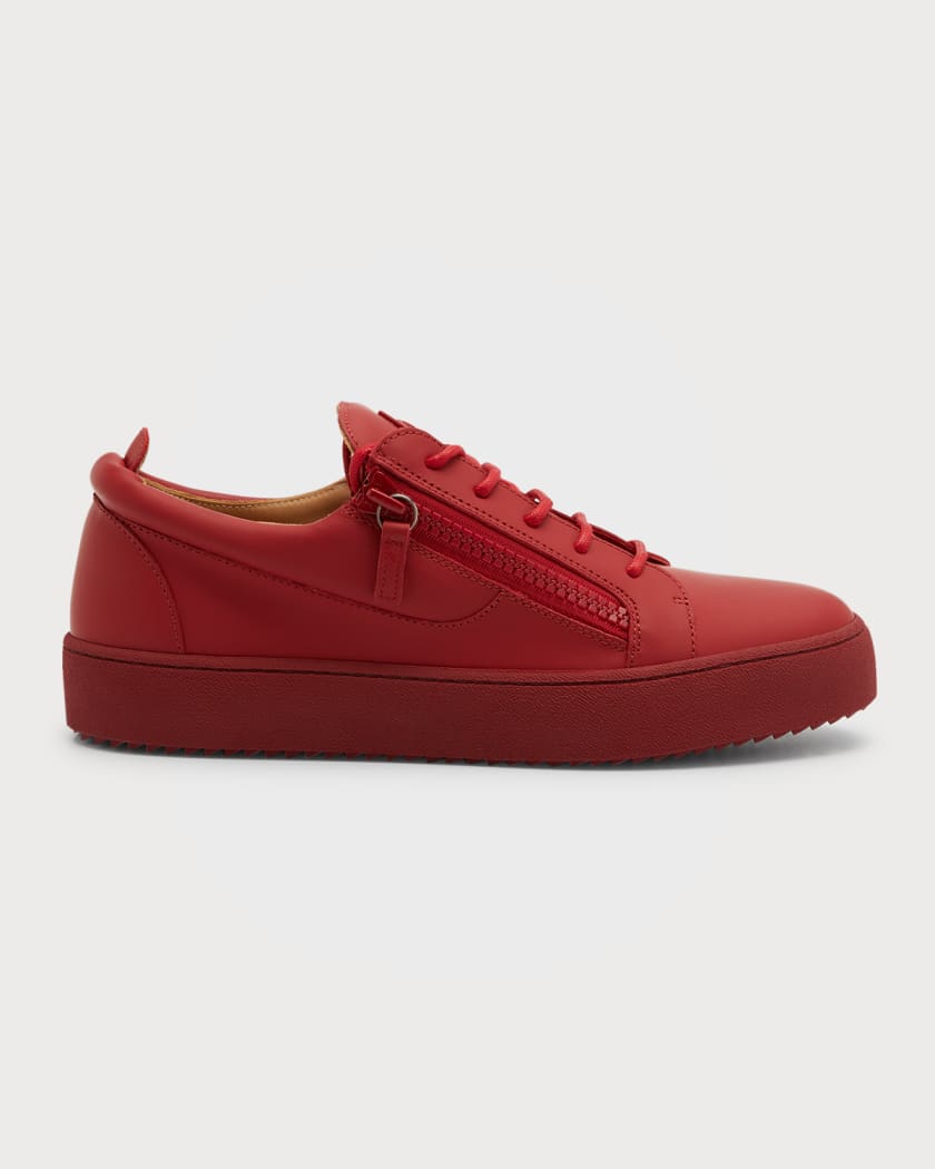 Giuseppe Men's Zip Leather Low-Top Sneakers | Neiman Marcus