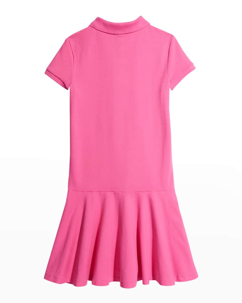 Girl's Short-Sleeve Knit Drop-Waist Polo Dresses