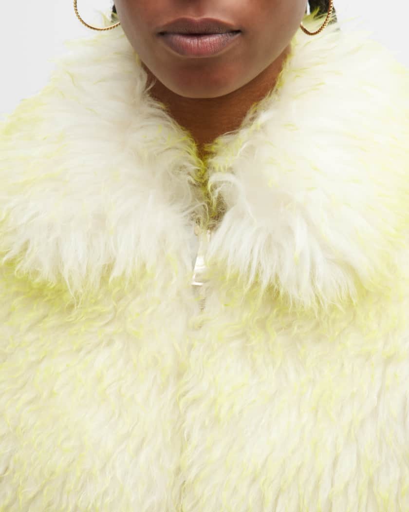 Topshop yellow fur coat sales
