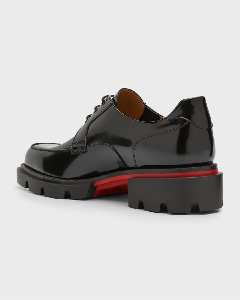 Prada Red Sole Derbies in Black