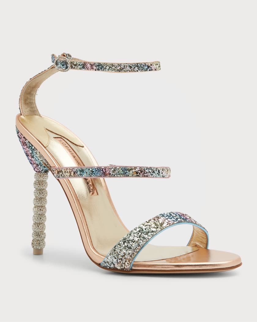 Sophia Webster Rosalind Glitter Crystal-Heel Sandals | Neiman Marcus