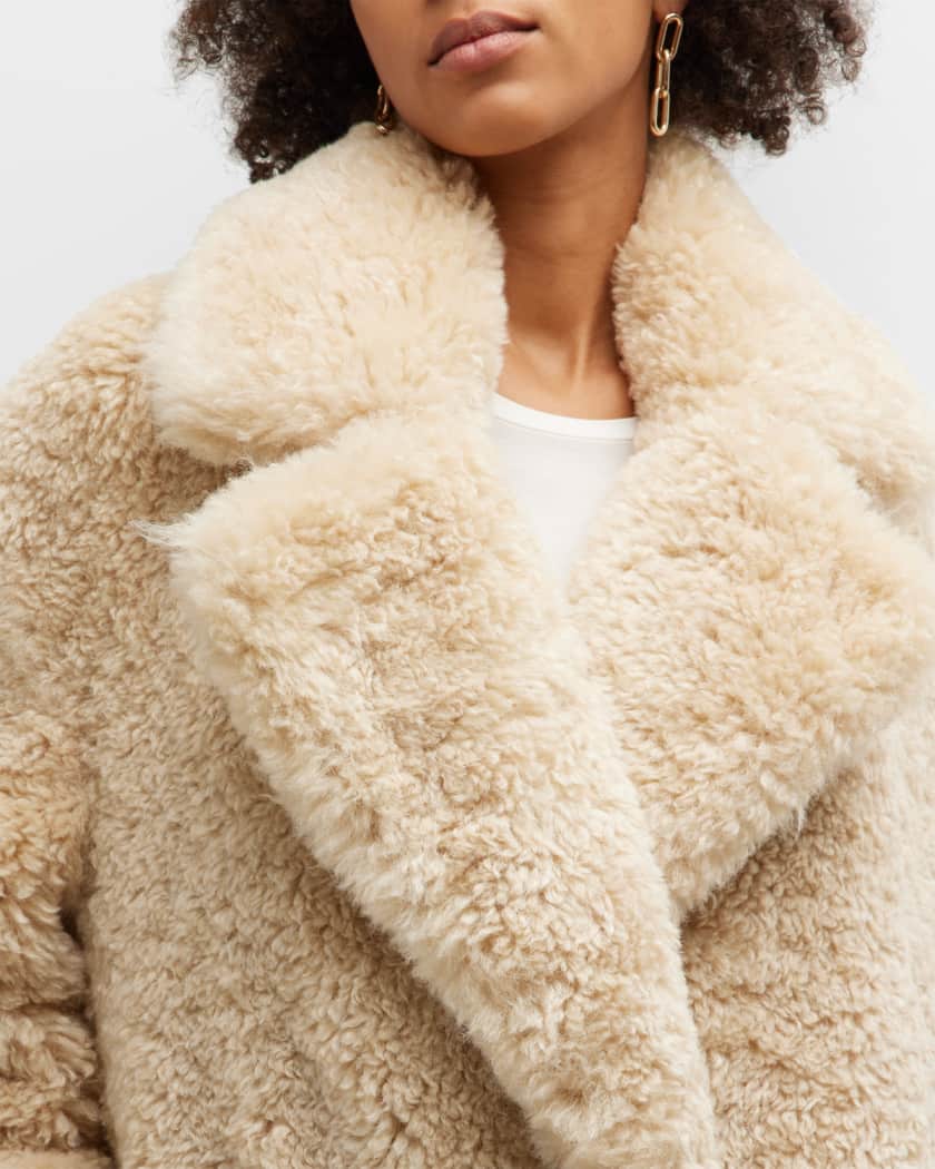 Topshop Petite faux fur coat in cream