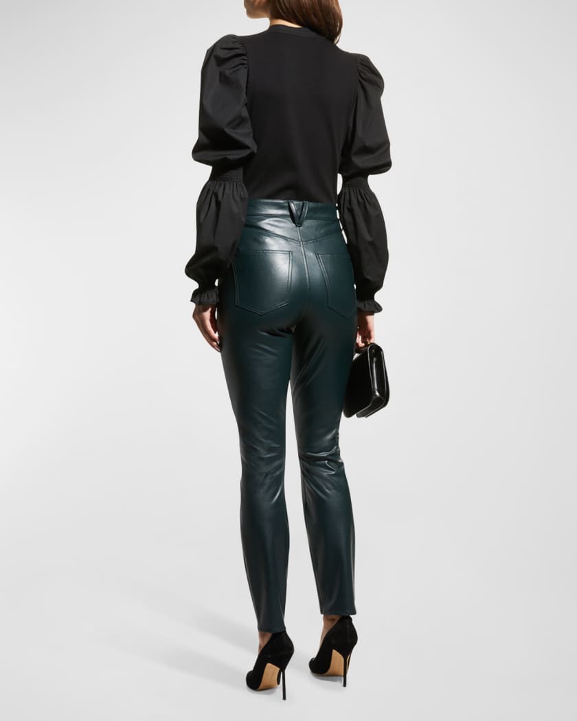 Veronica Beard Jeans Maera Ultra High-Rise Faux Leather Skinny Jeans |  Neiman Marcus
