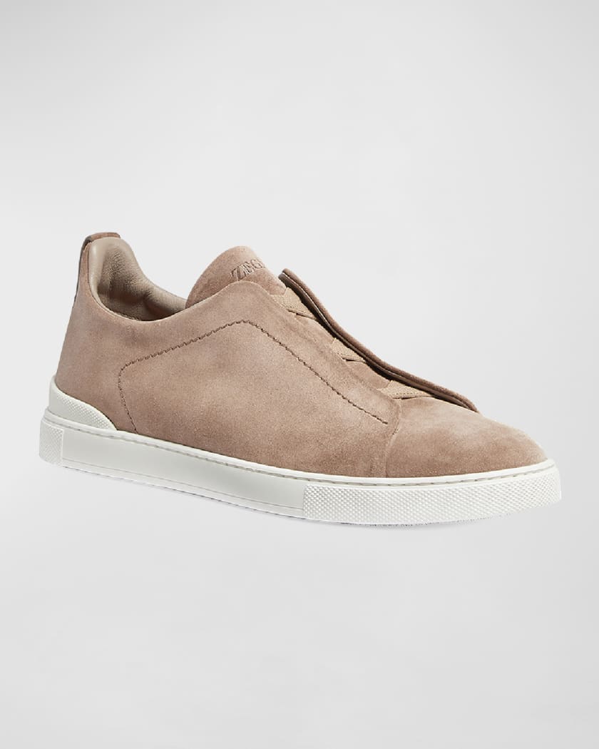 Men's Triple Stitch Suede Low Top Slip-On Sneakers