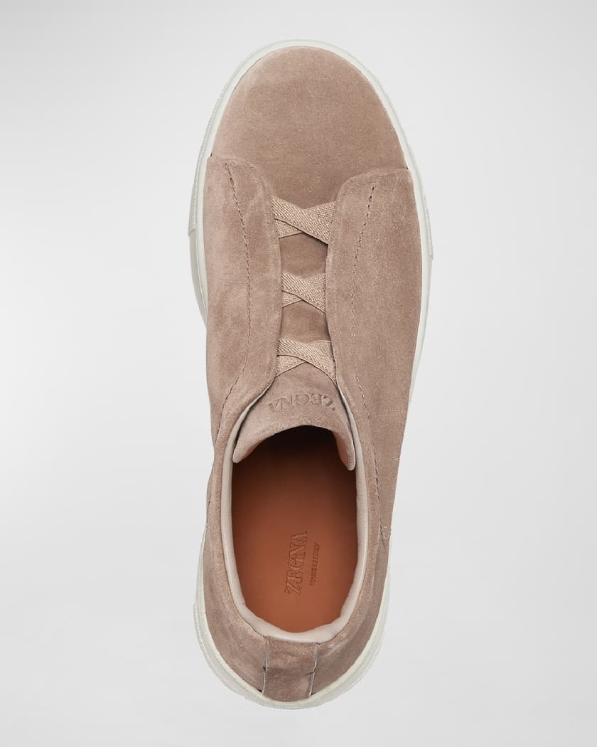 Men's Triple Stitch Suede Low Top Slip-On Sneakers