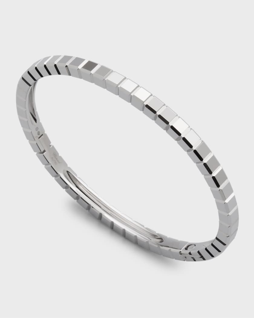 Ice Cube 18K White Gold Bangle, Size Medium