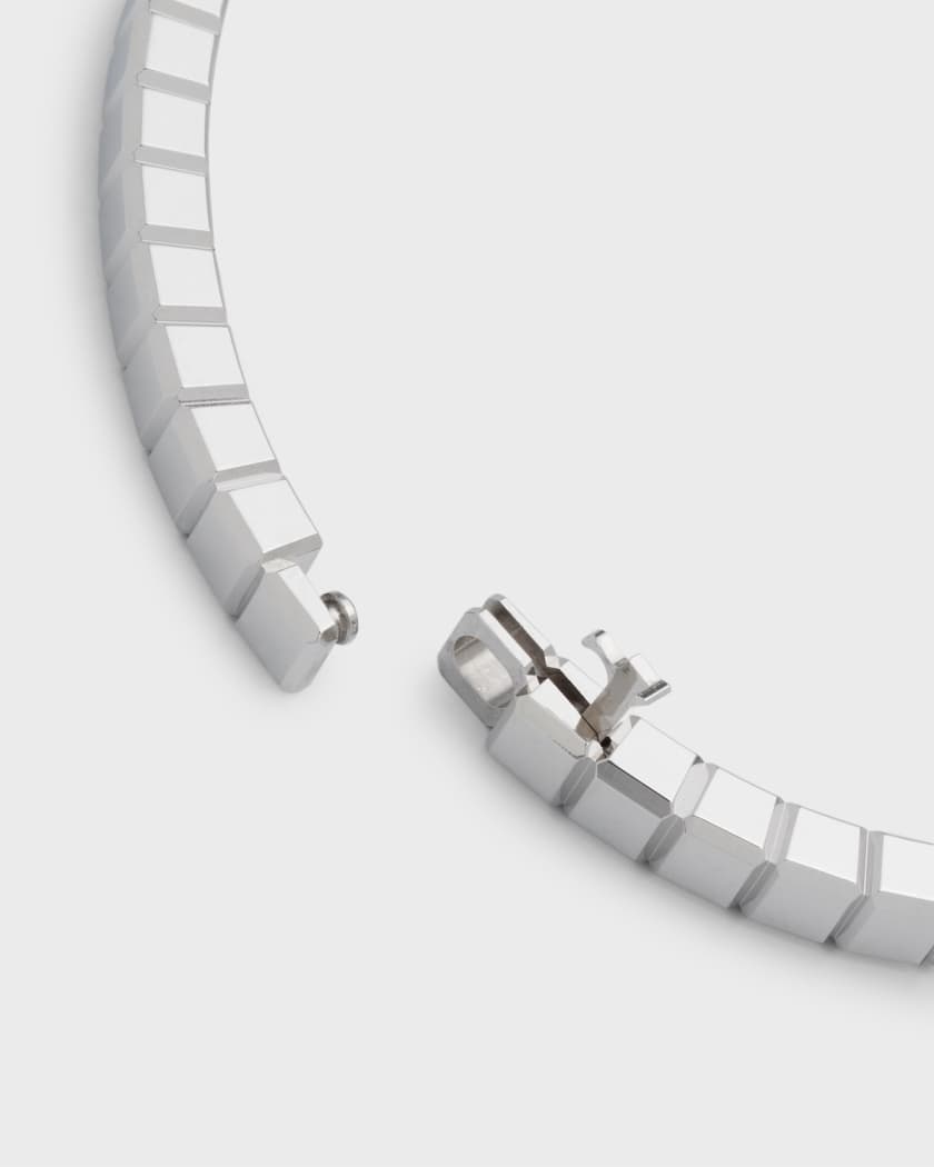 Ice Cube 18K White Gold Bangle, Size Medium