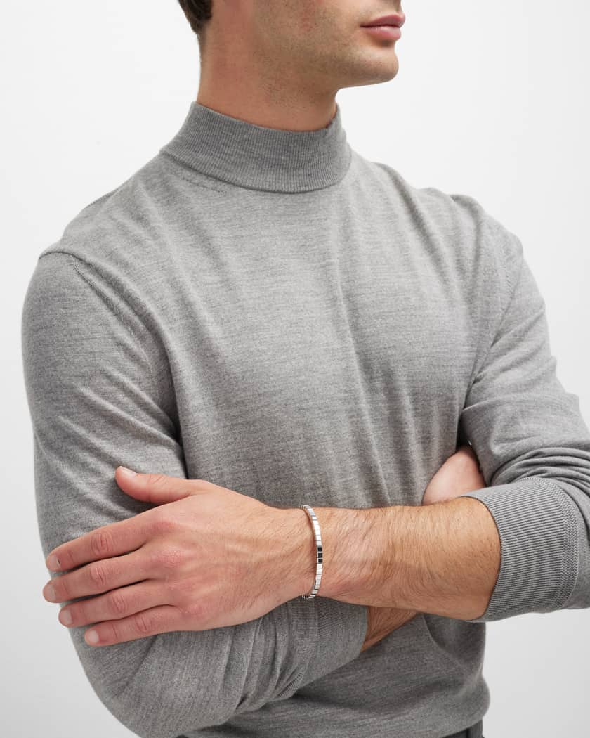 Ice Cube 18K White Gold Bangle, Size Medium