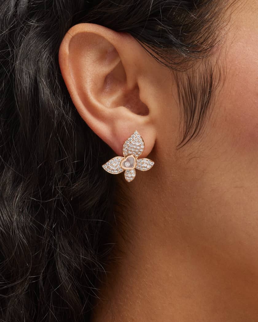 Chopard Happy Butterfly 18K Rose Gold Diamond Earrings