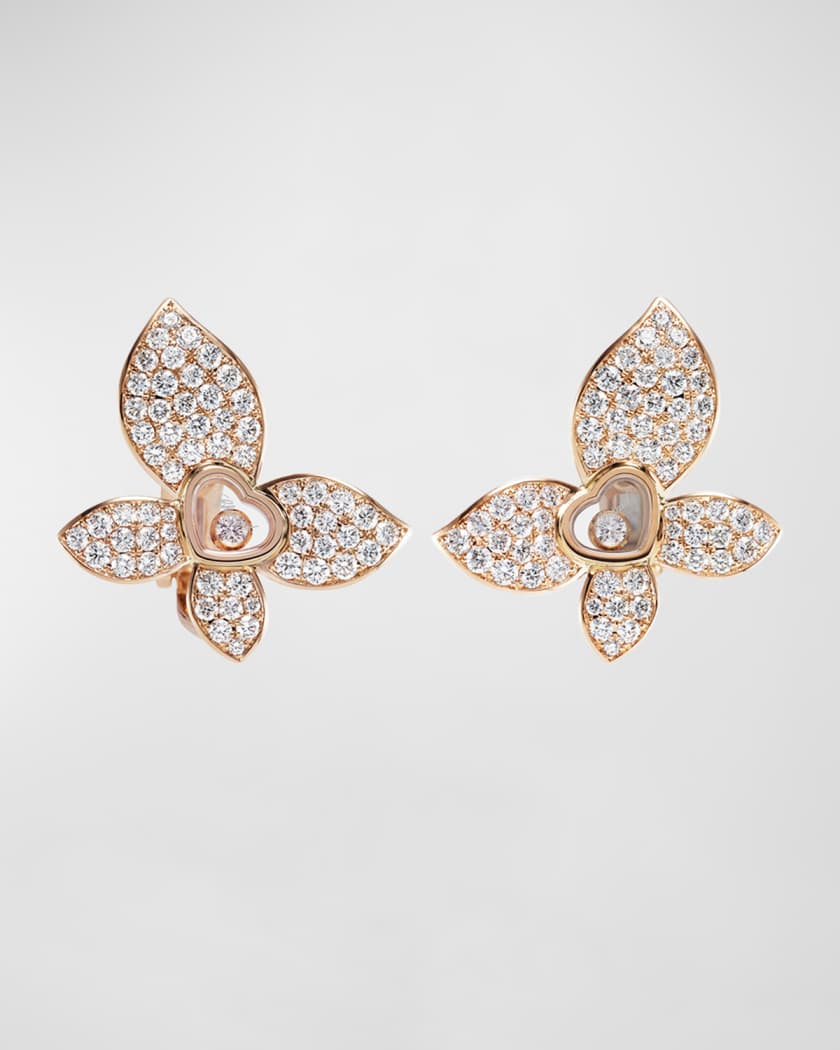 Chopard Happy Butterfly 18K Rose Gold Diamond Earrings