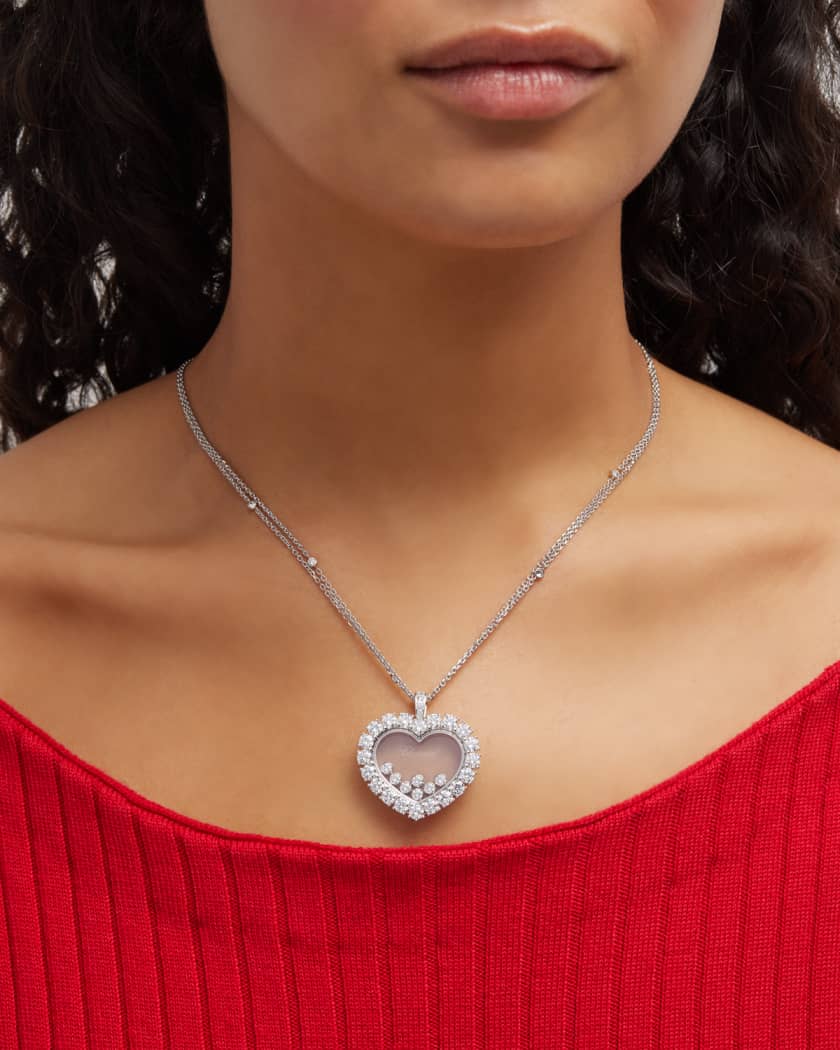 Chopard Happy Diamonds 18K White Gold Heart Pendant Necklace, Women's, Necklaces Diamond Necklaces