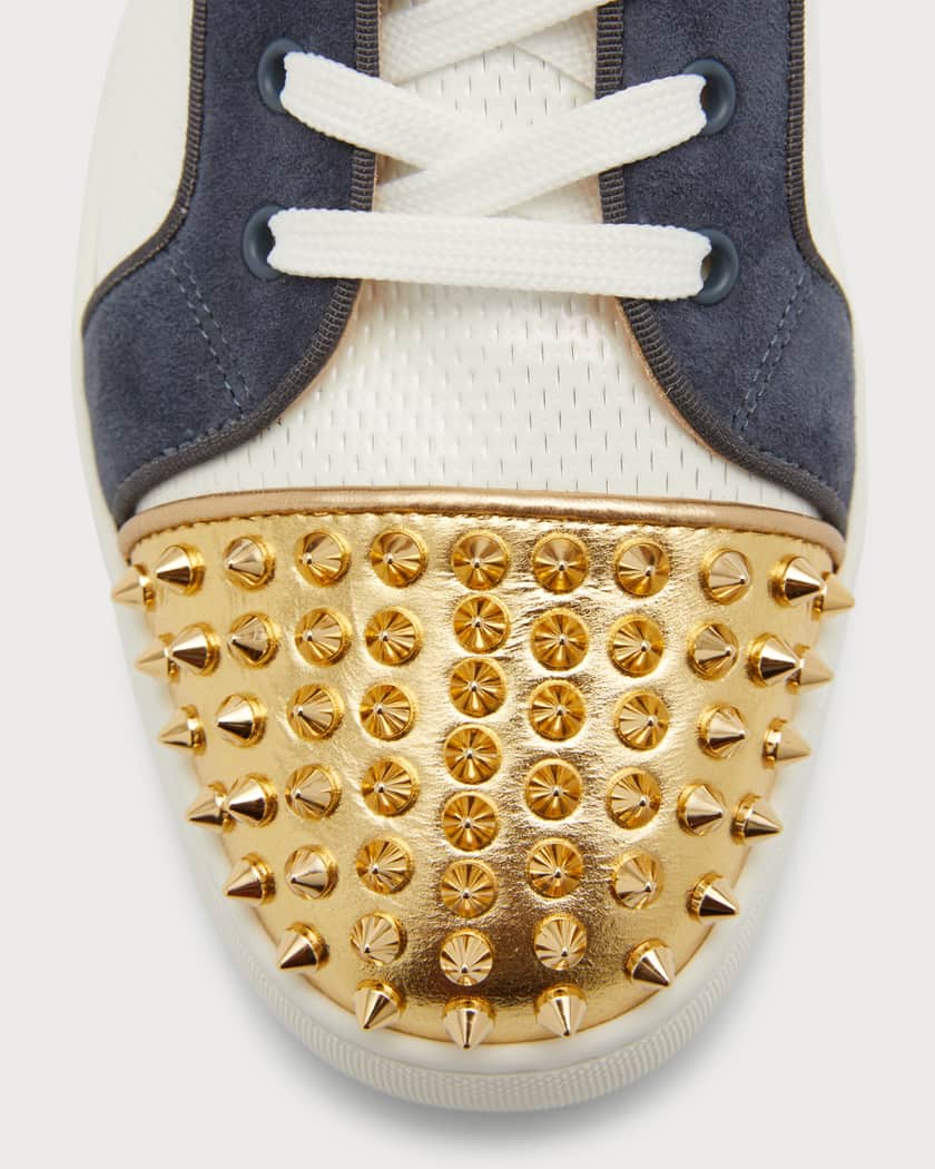 Christian Louboutin  Lou Spikes perforated leather sneakers