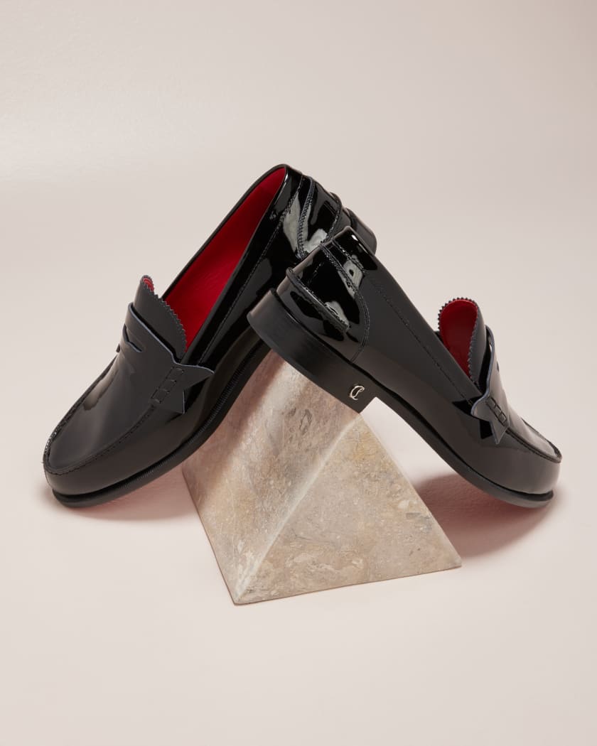 Christian Louboutin- Black patent leather slip on / loafer with