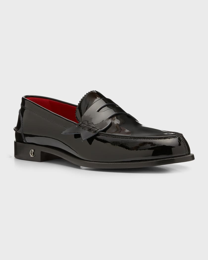 Louis Vuitton Black Patent Leather Logo Slip On Loafers Size 41 Louis  Vuitton