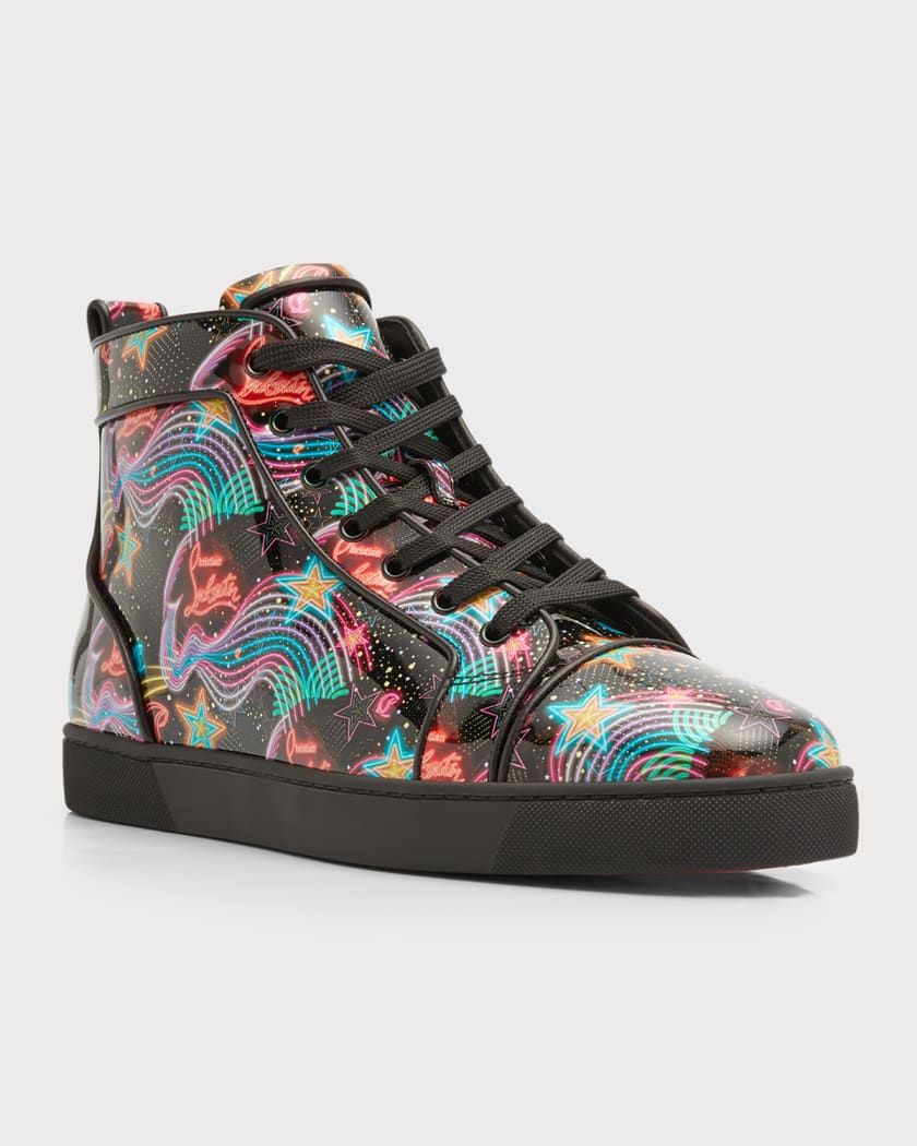 Christian Louboutin Men's Louis Starlight Patent Leather High-Top