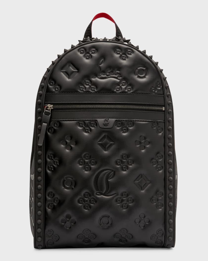 TH Monogram Embossed Backpack, BLACK
