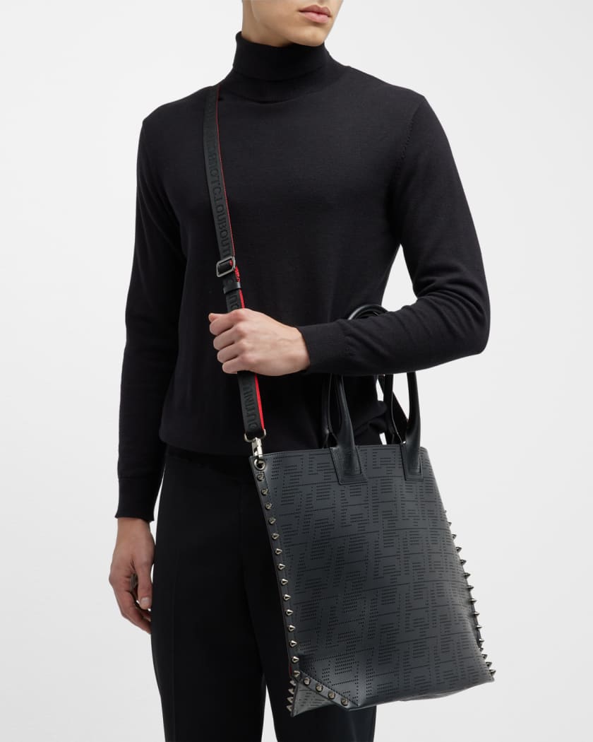 Christian Louboutin Cabalou Perforated Leather Tote Bag - Men - Black Bags